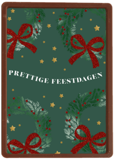 kerstkaart met kerststrikken op groene achtergrond