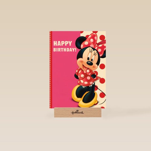 minnie mouse in jurk met rode stippen