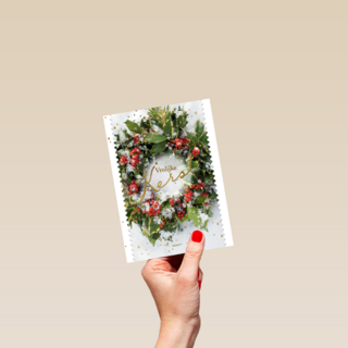 kerstkaart klassiek vrolijke kerst kerstkrans
