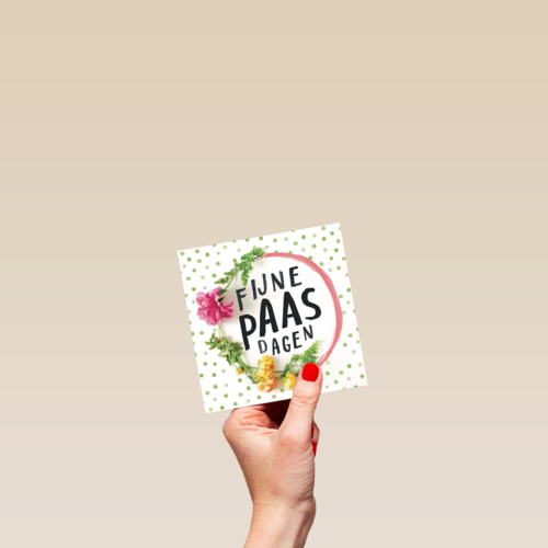 frisse fijne paasdagen kaart met bloemen en stippen