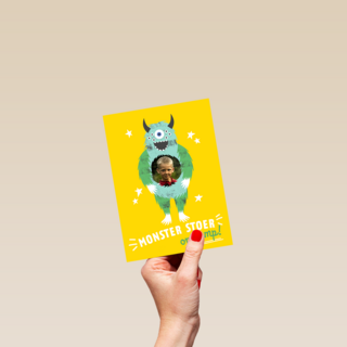Monster stoer op kamp fotokaart