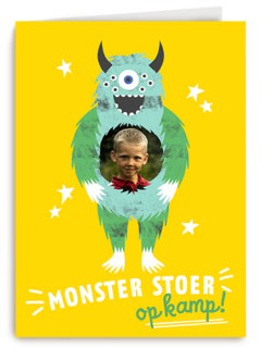 Monster stoer op kamp fotokaart