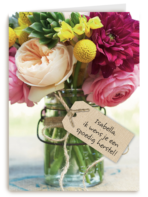 een bos bloemen voor een spoedig herstel