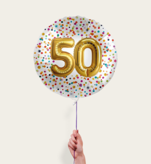Ballon 50 jaar Confetti Goud 