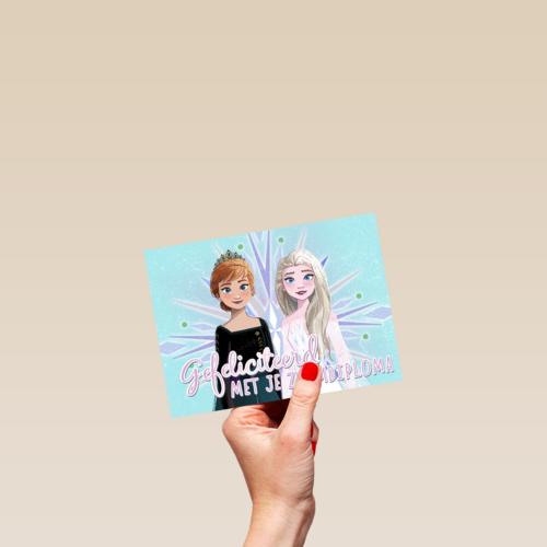 gefeliciteerd van Elsa en Anna van Frozen met je zwemdiploma