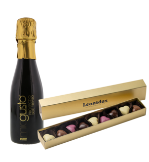 Giftset Leonidas Hartjes Chocolade Met Mini Prosecco