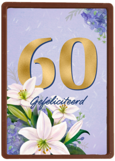 Verjaardagskaart klassiek 60 jaar vrouw gouden letters en bloemen