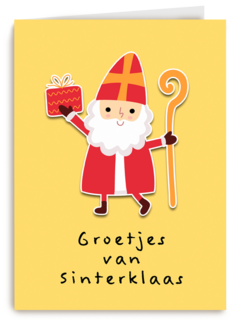groetjes van sinterklaas met staf en kado
