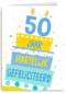 Verjaardagskaart leeftijden 50 jaar taart