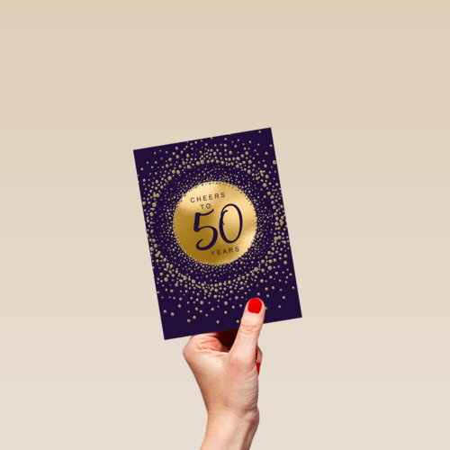 Verjaardagskaart leeftijden Man vrouw Cheers to 50 years