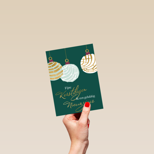 Kerstkaart kerstballen stijlvol