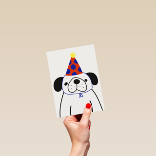 Dog with a party hat