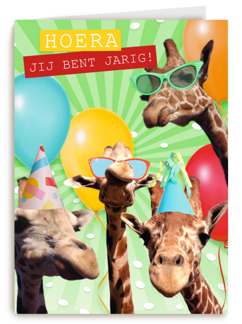 verjaardagskaart 4 gekke giraffen