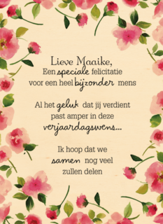 een heel erg bijzondere felicitatie