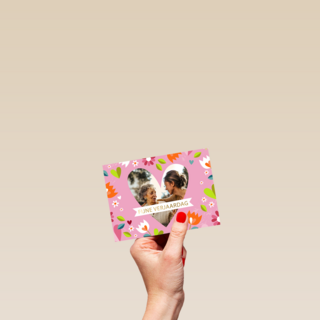 verjaardag kaart vrouw foto hart bloemen