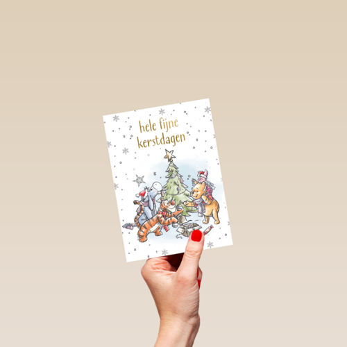 Kerstkaart Winnie de Poeh fijne kerstdagen