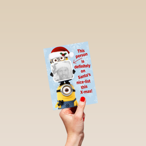 minion kerstkaart santa nice list this xmas