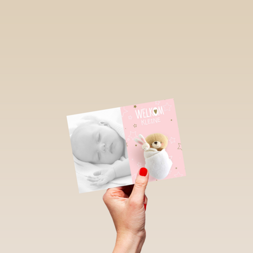 fotokaart baby forever friends roze