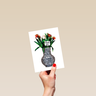 bedankt kaart folio vaas met bloemen thank you