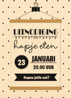 Uitnodiging etentje borrel hapje eten  