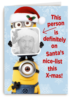 minion kerstkaart santa nice list this xmas