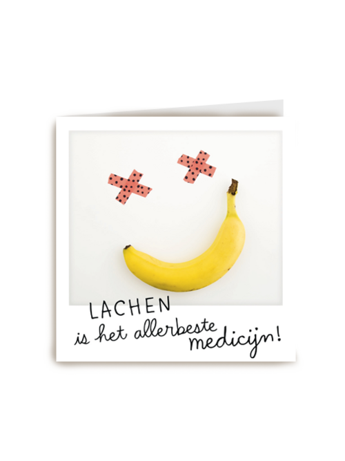 polaroid kaart lachen is het allerbeste medicijn