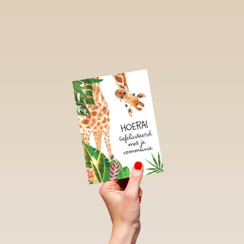 Hoera giraffe gefeliciteerd met je communie