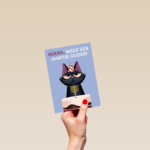 Verjaardagskaart Grumpy Folio weer een jaartje ouder lila