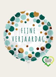 Ballon Fijne Verjaardag Groen en Goud Eco