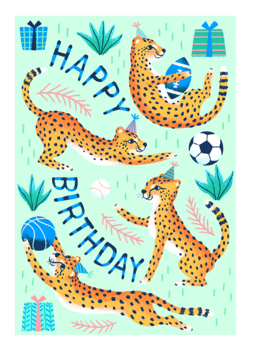 Verjaardagskaart tijgers voetbal happy birthday