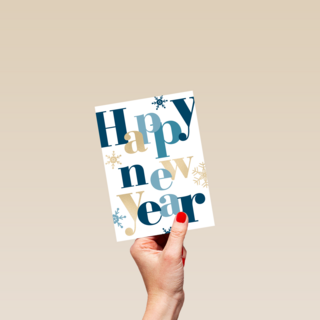 nieuwjaarskaart happy new year met ijskristallen