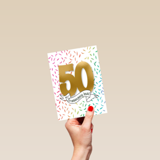 Verjaardagskaart 50 en waanzinnig leuk