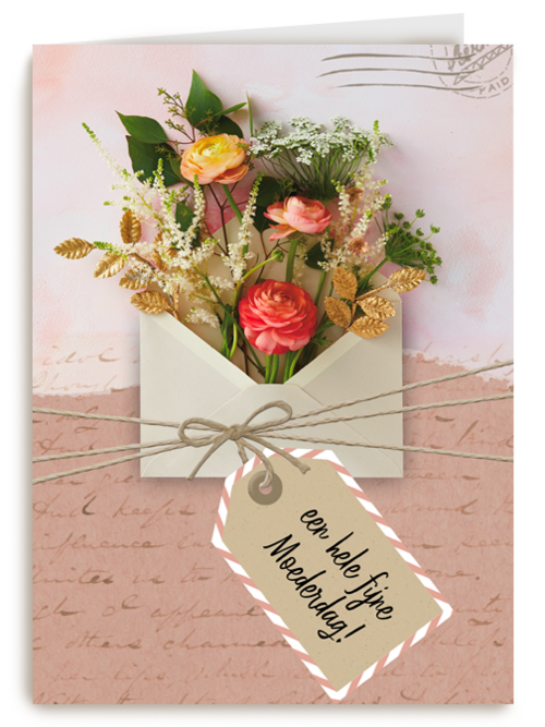 Moederdagkaart envelop met bloemen