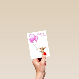 Geboorte Kaart Giraffe Roze