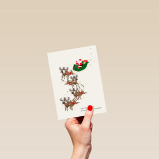 zakelijke kerstkaart met kerstman en rendieren