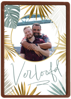 Fotokaart verloofd stijlvol plantendesign