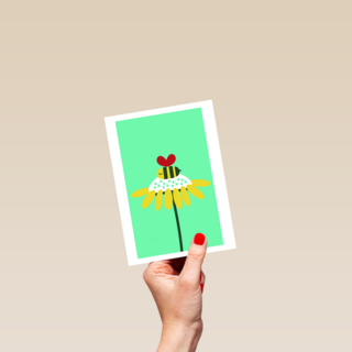 Zomaar kaartje bloem met bij