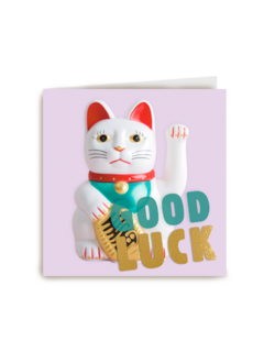 Succes kaart poes die zwaait