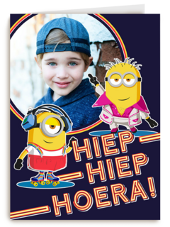 Minions fotokaart hiep hiep hoera
