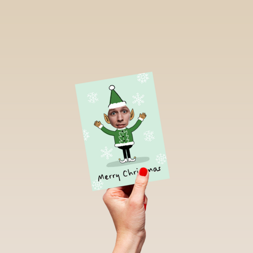 merry christmas met deze foto elf kaart