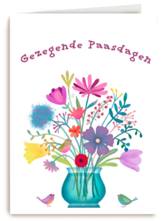 pasen kaart gezegende paasdagen met bloemen