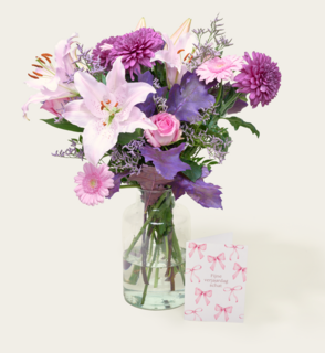 Boeket Bloemen Lovely Lila Met Vaas