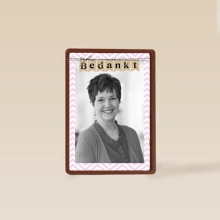 fotokaart bedankt roze rand met streep