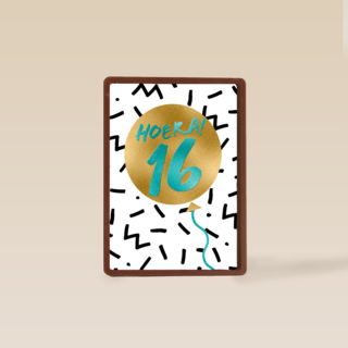Verjaardagskaart hoera 16 tiener jongen