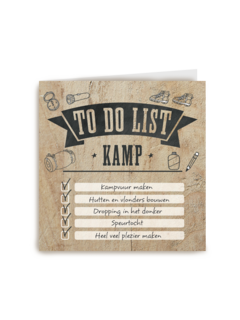 op kamp kaart to do list kamp