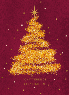 kerstkaart klassiek gouden kerstboom