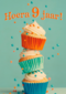 Hoera 9 Jaar cupcakes