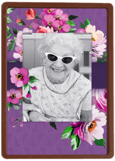 fotokaart staand paars met bloemen