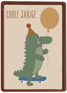 Verjaardagskaart krokodil met ballon