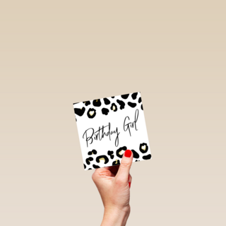 birthday girl with leopard print
